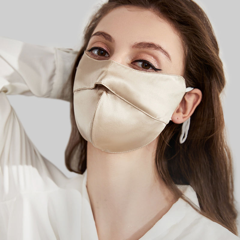 100% Silk Eye Corner Protect Mask Sunscreen Champagne
