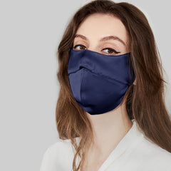 100% Silk Eye Corner Protect Mask Sunscreen Navy