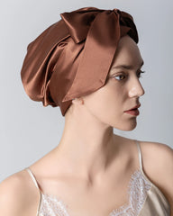 Silk Hair Bonnet for Sleeping Brown