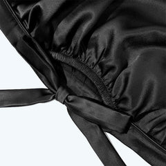 Silk Hair Care Sleep Cap With Bow Knot Black