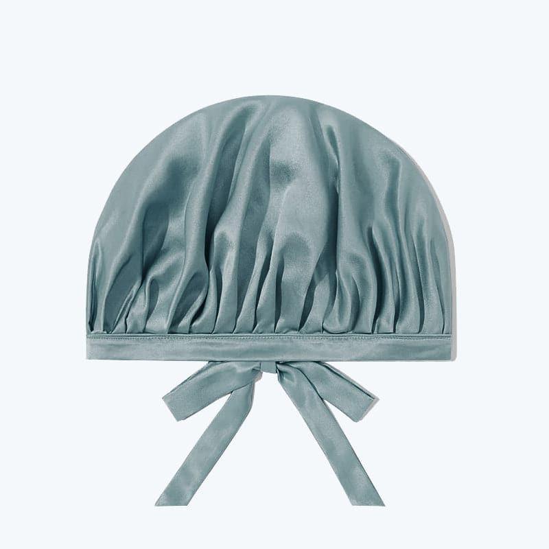 Silk Hair Care Sleep Cap With Bow Knot Blue