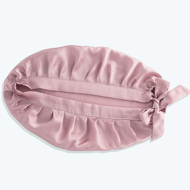 Silk Hair Care Sleep Cap With Bow Knot Pink