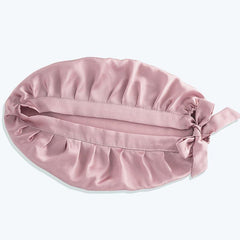 Silk Hair Care Sleep Cap With Bow Knot Pink