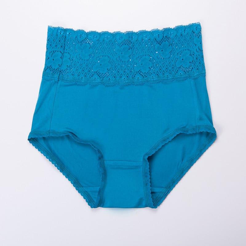 Silk High waist Lace Lingerie Knitted Panties Blue