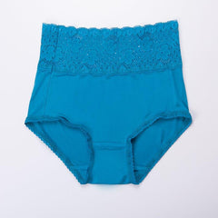 Silk High waist Lace Lingerie Knitted Panties Blue