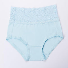 Silk High waist Lace Lingerie Knitted Panties Light Blue