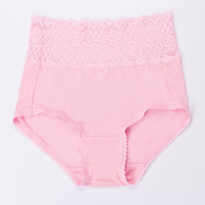 Silk High waist Lace Lingerie Knitted Panties Pink