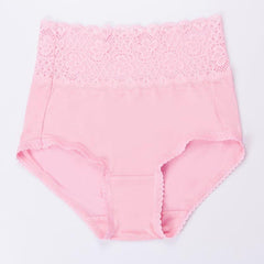 Silk High waist Lace Lingerie Knitted Panties Pink