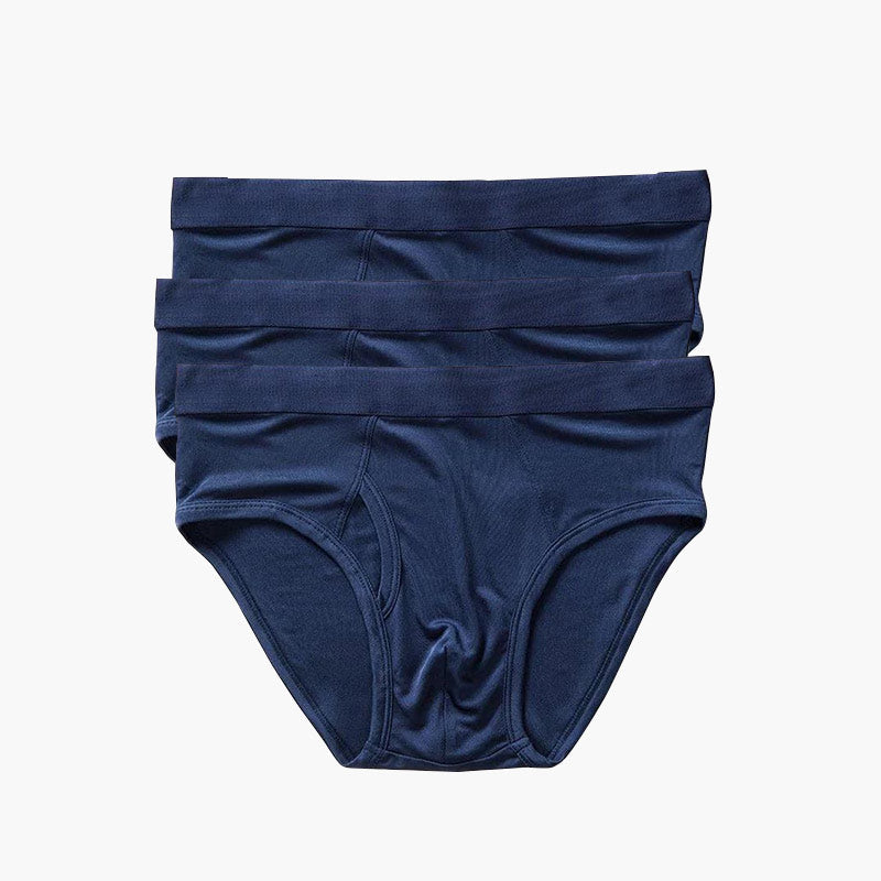 100% Silk Knit Men's Briefs for Men 3Pcs Navy