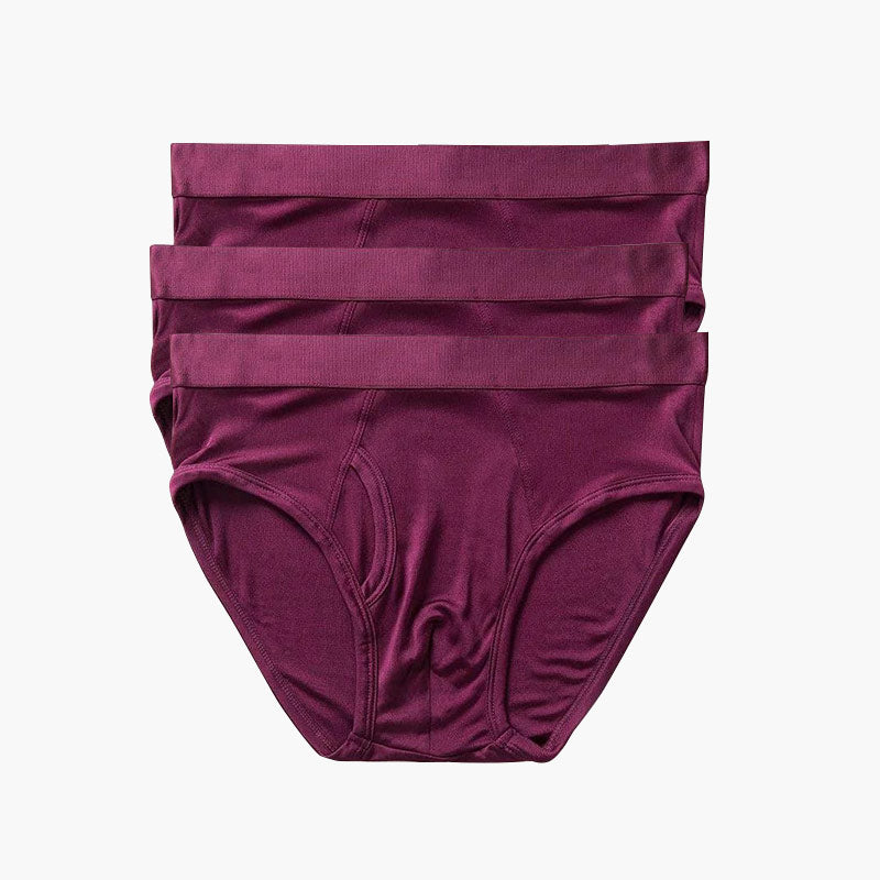 100% Silk Knit Men's Briefs for Men 3Pcs Red