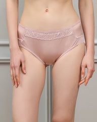 100% Silk Lace Underwear Brief for Women Pink