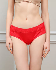 100% Silk Lace Underwear Brief for Women Red