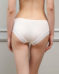 100% Silk Lace Underwear Brief for Women White