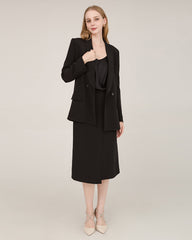 40 Momme Silk Shawl Collar Blazer Black