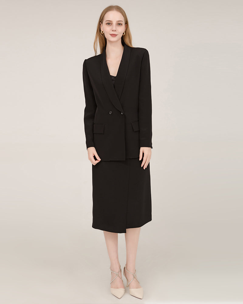 40 Momme Silk Shawl Collar Blazer Black