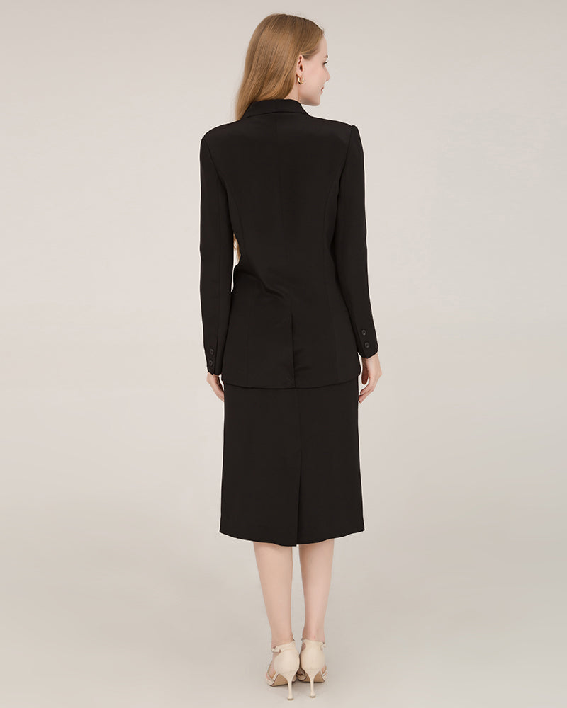 40 Momme Silk Shawl Collar Blazer Black