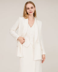 40 Momme Silk Shawl Collar Blazer White