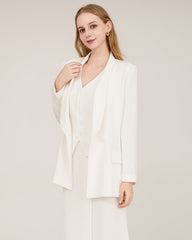 40 Momme Silk Shawl Collar Blazer White
