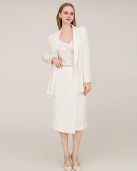 40 Momme Silk Shawl Collar Blazer White