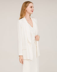 40 Momme Silk Shawl Collar Blazer White