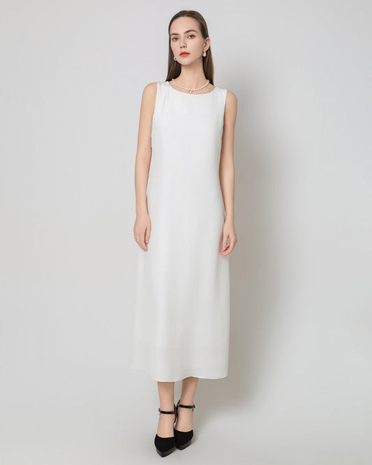 40 Momme Silk Maxi Dress White
