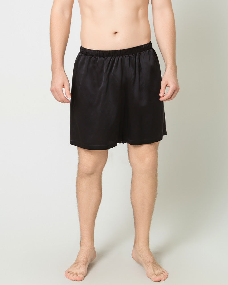 Men Satin Silk Lounge Shorts Black