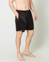 Men Satin Silk Lounge Shorts Black