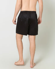 Men Satin Silk Lounge Shorts Black