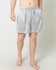 Men Satin Silk Lounge Shorts Grey