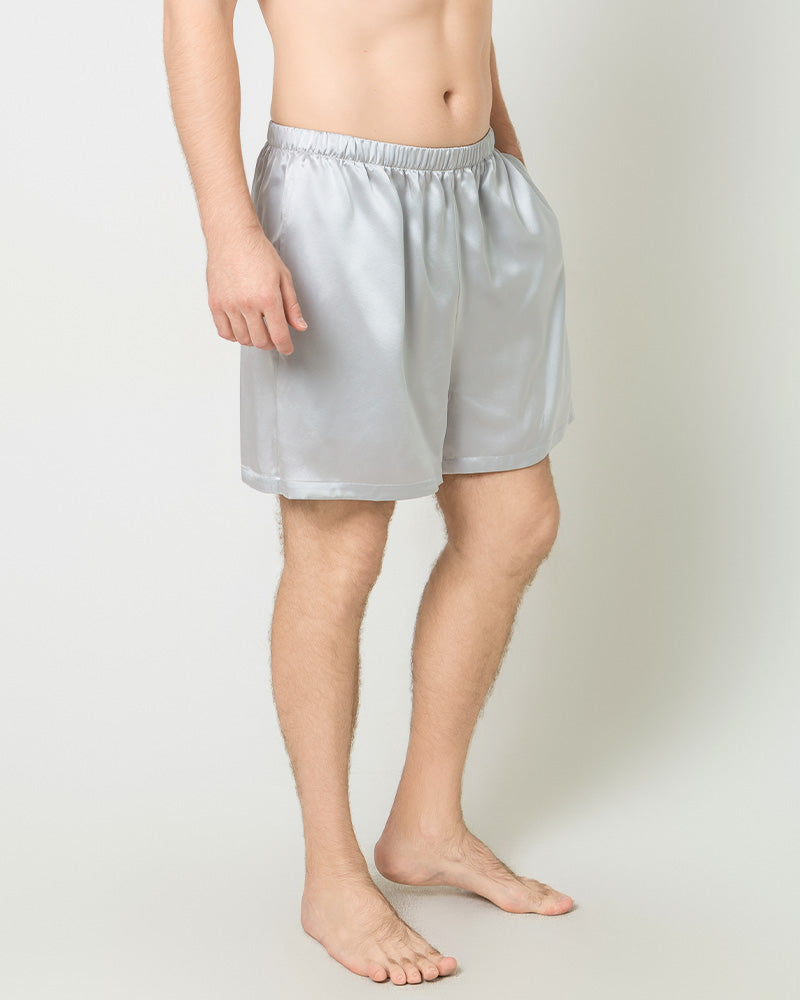 Men Satin Silk Lounge Shorts Grey