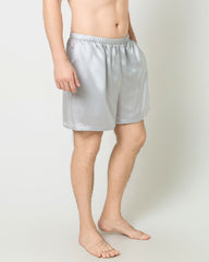 Men Satin Silk Lounge Shorts Grey