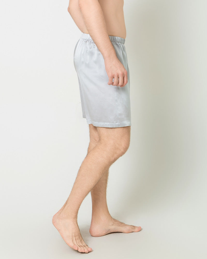 Men Satin Silk Lounge Shorts Grey