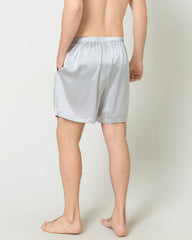 Men Satin Silk Lounge Shorts Grey