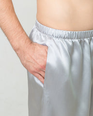 Men Satin Silk Lounge Shorts Grey