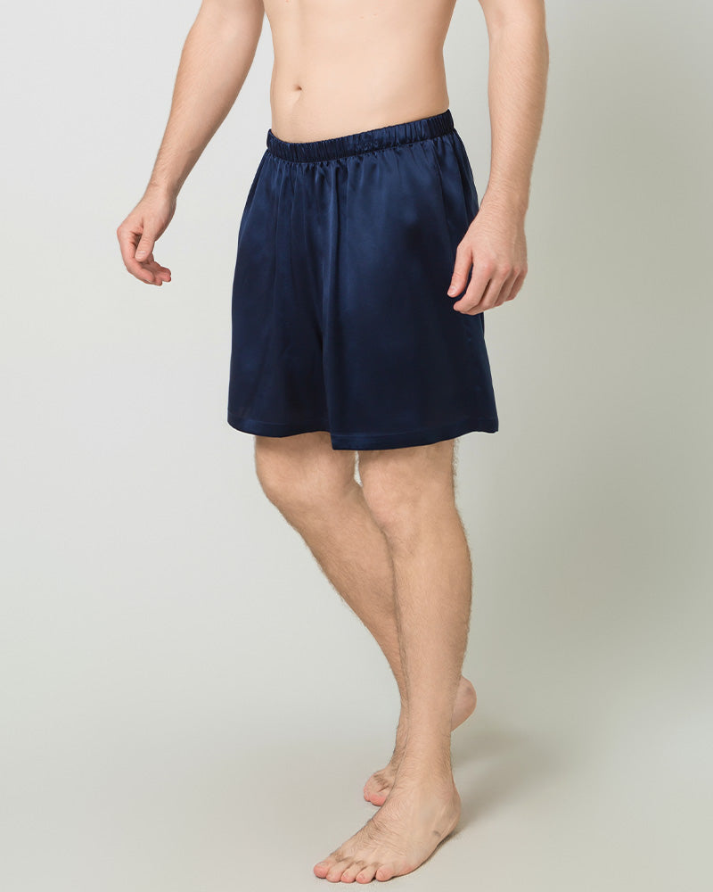 Men Satin Silk Lounge Shorts Navy