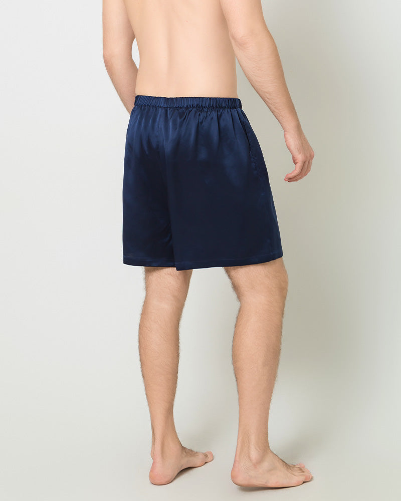 Men Satin Silk Lounge Shorts Navy