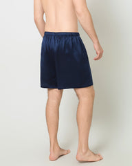 Men Satin Silk Lounge Shorts Navy