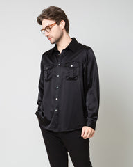 Silk Men's Button Up Shirt Black