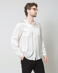 Silk Men's Button Up Shirt White