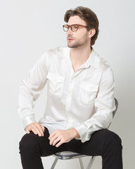 Silk Men's Button Up Shirt White