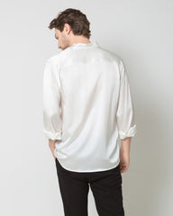 Silk Men's Casual Long Sleeve Shirt White