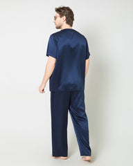 Men's Short Sleeves& Pants Silk Pajamas Set