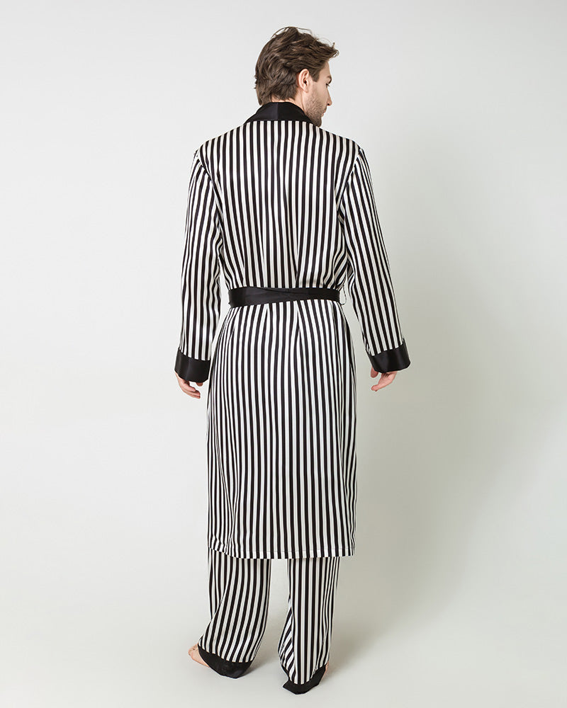 Silk Men's Striped Long Robe
