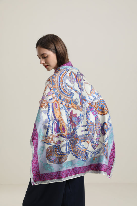 Silk Multiple Elements Purple Color Scarf