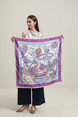 Silk Multiple Elements Purple Color Scarf