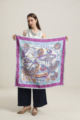 Silk Multiple Elements Purple Color Scarf