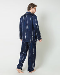 Silk Navy Print Pajamas Set