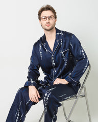 Silk Navy Print Pajamas Set