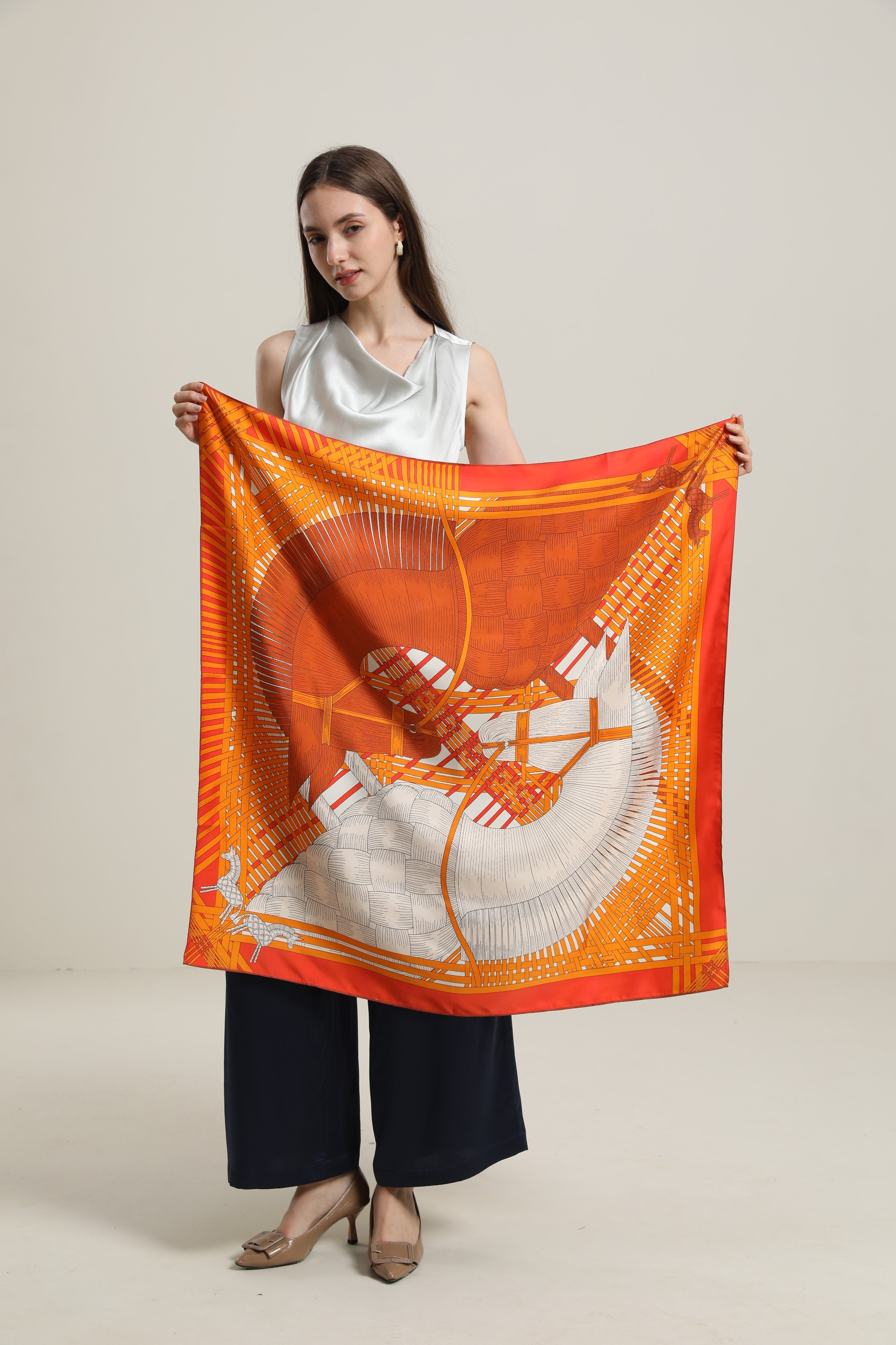 Silk Orange Design Scarf