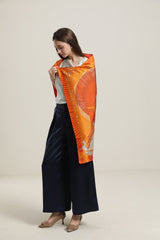 Silk Orange Design Scarf
